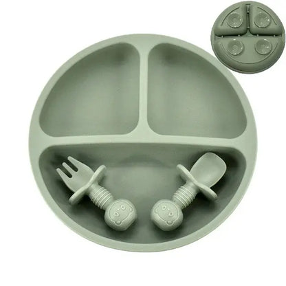 4Pcs/Baby Safe Silicone  Dining Plate Solid