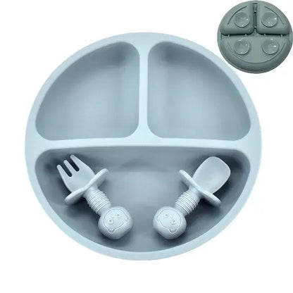 4Pcs/Baby Safe Silicone  Dining Plate Solid