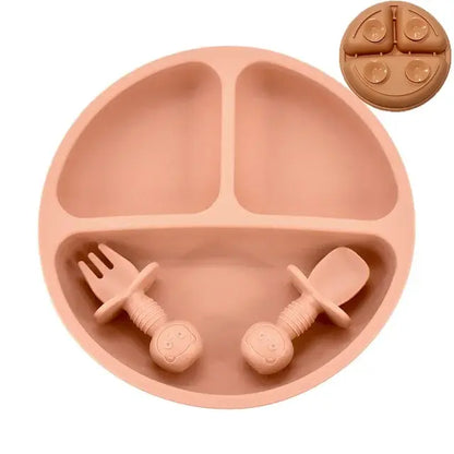 4Pcs/Baby Safe Silicone  Dining Plate Solid