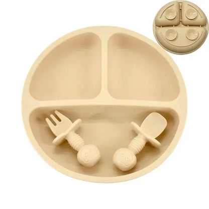 4Pcs/Baby Safe Silicone  Dining Plate Solid